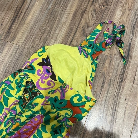 J.Crew Paisley Silk Maxi Sarong Dress In Green Violet Multi 8 - Picture 6 of 11